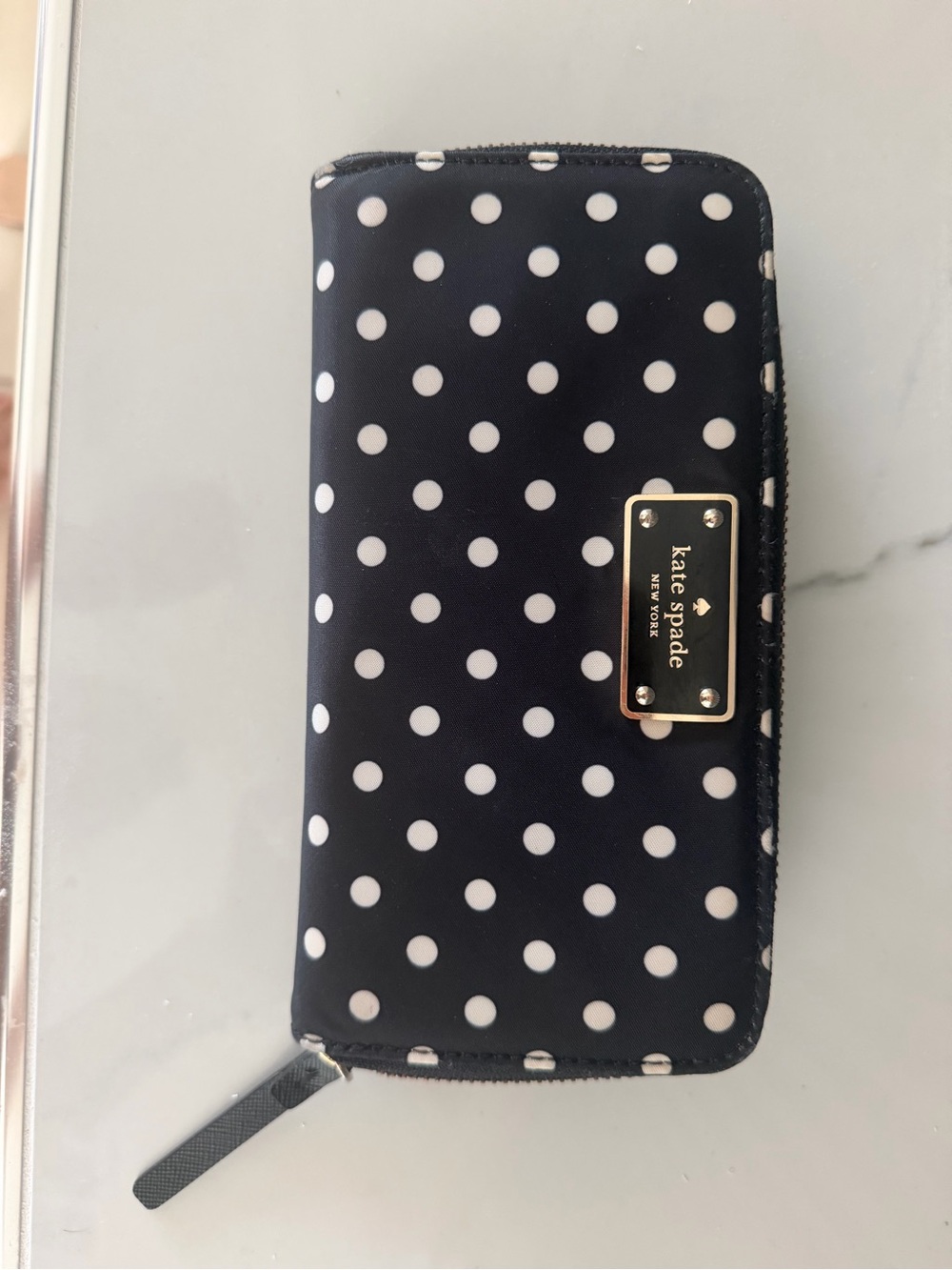 kate spade Black and White Polka Dot Zip Wallet